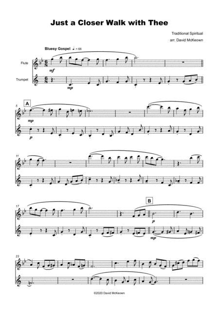 JUST A CLOSER WALK WITH THEE (Duet – Flute And Piano/Score And Parts)